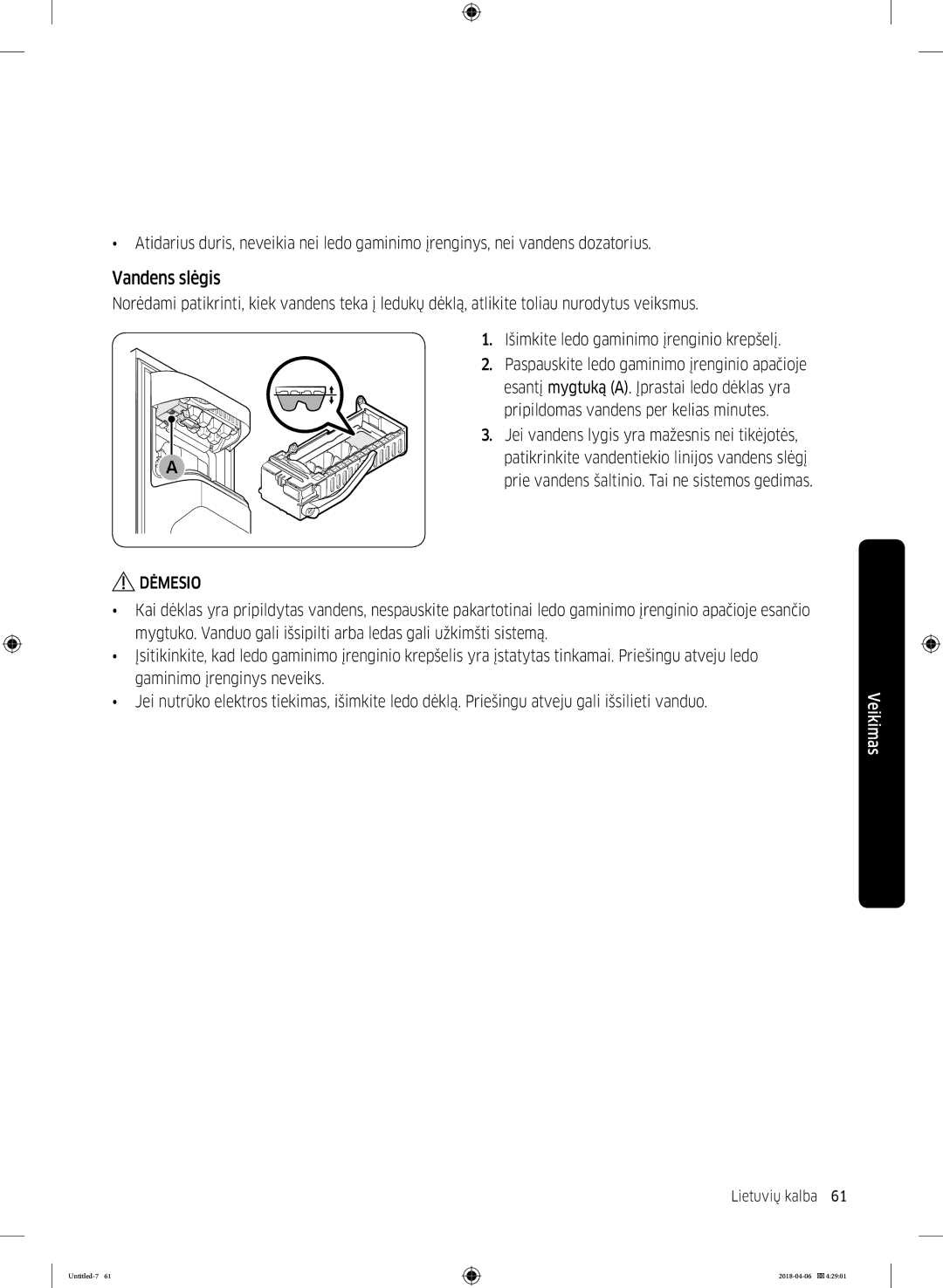 Samsung RS68N8231S9/EF manual Lietuvių kalba 61  